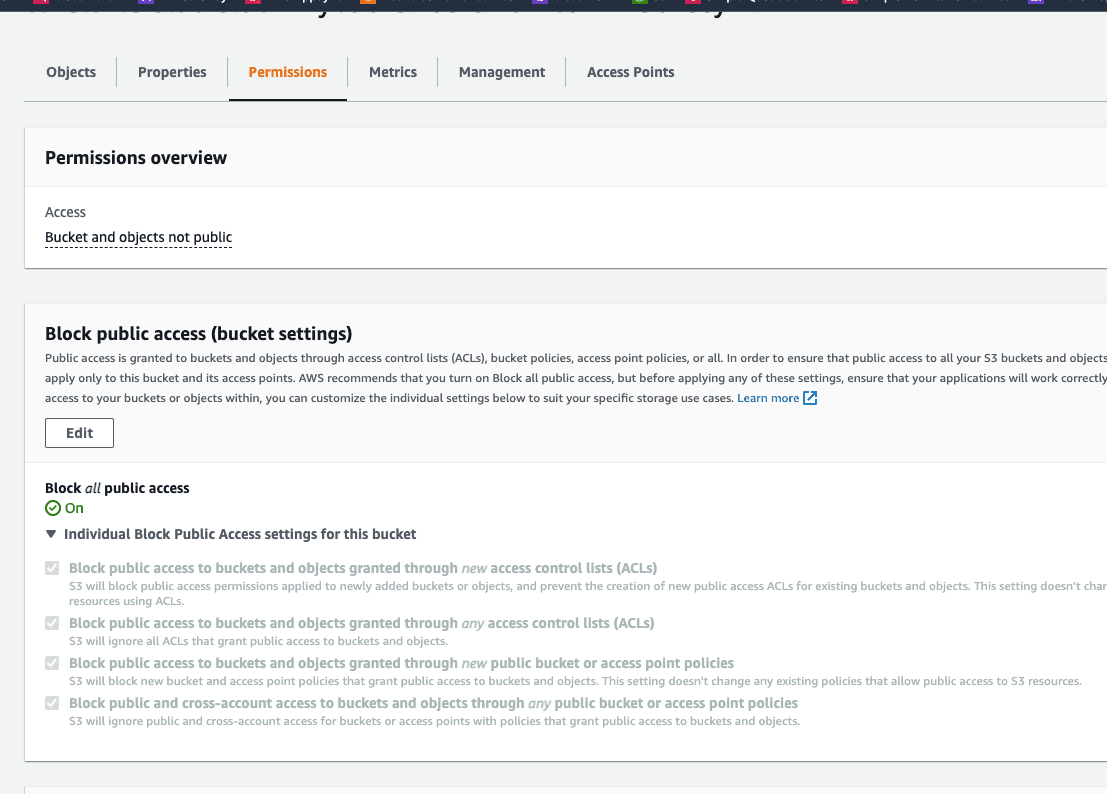 AWS Console S3 bucket